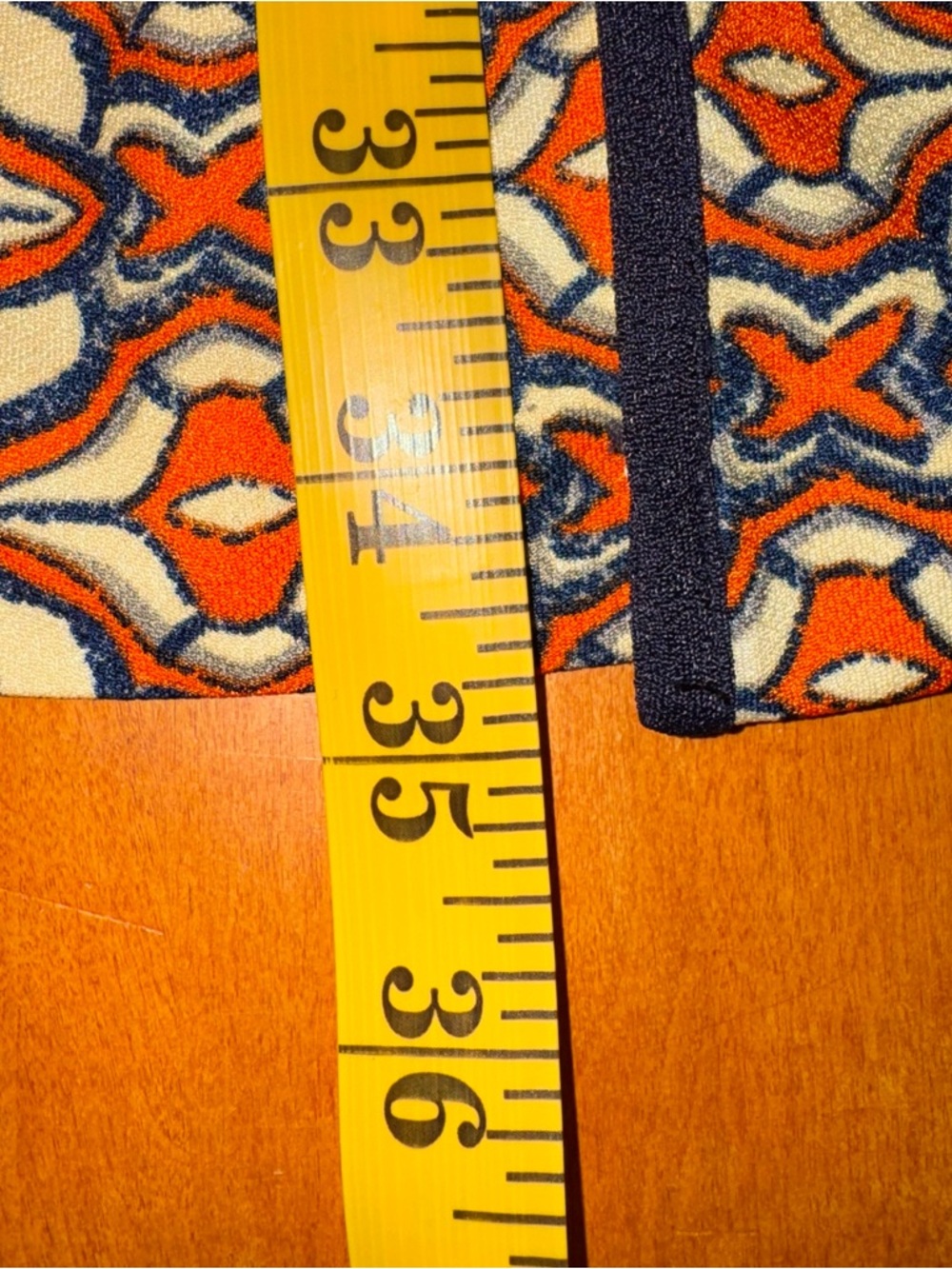 Esley Multicolor Geometric Print Dress with Orange and Navy Accents - Picture 8 of 9